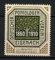 Reklamemarke Eisenach, Deutscher Pomologen-Verein 1860-1910, Baum mit Früchten