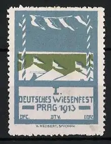 Reklamemarke Prag, 1. Deutsches Wiesenfest 1913, Zelte und Fahnen