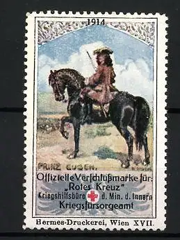 Reklamemarke 1914, Offizielle Verkaufsmarke Rotes Kreuz, Prinz Eugen zu Pferd