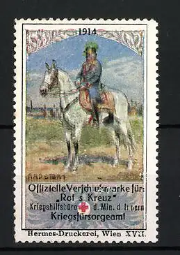 Reklamemarke 1914, Offizielle Verlagsmarke für Rotes Kreuz, Heerführer zu Pferd