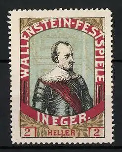 Reklamemarke Eger, Wallenstein-Festspiele, Portrait von Wallenstein