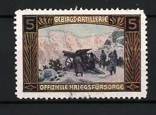 Reklamemarke Gebirgs-Artillerie, Kanone im Schnee