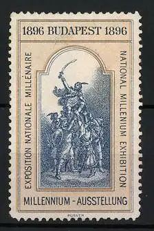 Reklamemarke Budapest, Millennium-Ausstellung 1896, ungarische Krieger