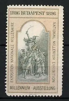 Reklamemarke Budapest, Millennium-Ausstellung 1896, ungarische Krieger