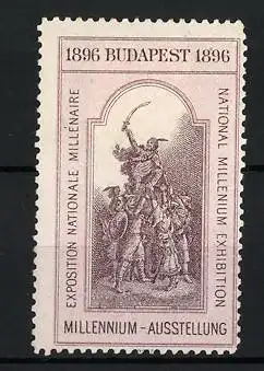 Reklamemarke Budapest, Millennium-Ausstellung 1896, ungarische Krieger