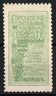 Reklamemarke Trieste, Esposizione Internazionale 1898, Pflanzenmotiv und Landschaft