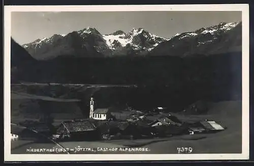 AK Niederthei /Ötztal, Gasthof Alpenrose und Kirche