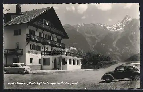 AK Sautens im Oetztal, Hotel-Pension Ritzlerhof mit den Bergen