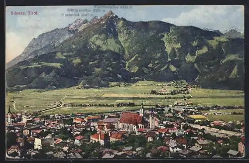 AK Schwaz, Teilansicht aus der Vogelschau