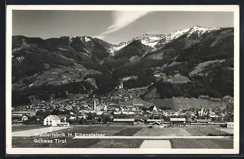 AK Schwaz, Kleiderfabrik H. Eibensteiner und Ortschaft
