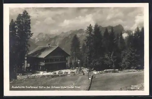 AK Schwaz im Unterinntal, die Rodelhütte Grafenast