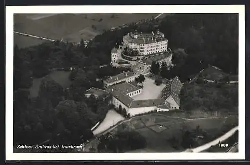 AK Innsbruck, Schloss Amras, Fliegeraufnahme