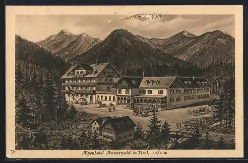 AK Ammerwald, Alpenhotel Ammerwald mit den Bergen