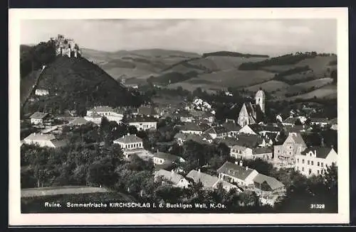 AK Kirchschlag i. d. Buckligen Welt, Panorama mit der Ruine