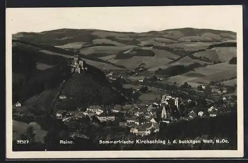 AK Kirchschlag i. d. buckligen Welt, Panorama mit Ruine