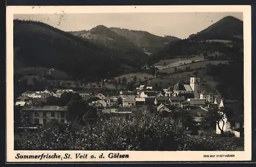 AK St. Veit a. d. Gölsen, Ortsansicht aus der Vogelschau