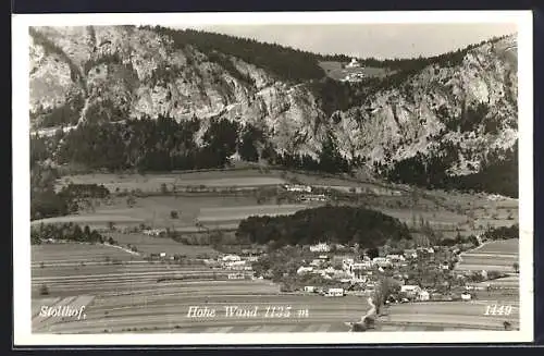 AK Stollhof, Ortspanorama mit Hoher Wand