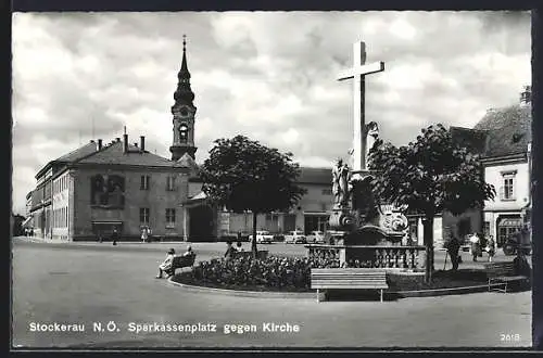 AK Stockerau, Sparkassenplatz gegen Kirche