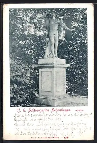 AK Wien, Schönbrunn, K. k. Schlossgarten, Apollo Statue