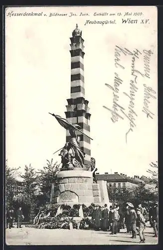 AK Wien, Neubaugürtel, Hesserdenkmal von Jos. Tuch, enthüllt am 13.05.1909