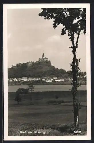 AK Güssing, Blick über Felder auf die Ortschaft