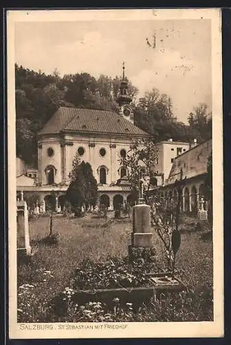 AK Salzburg, St. Sebastian mit Friedhof