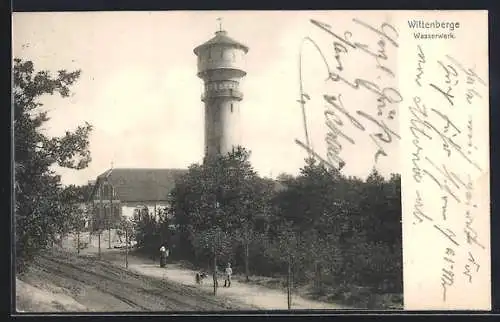 AK Wittenberge, Strassenpartie am Wasserwerk