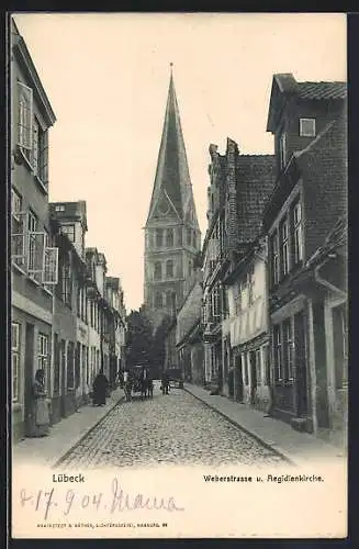 AK Lübeck, Weberstrasse und Aegidienkirche