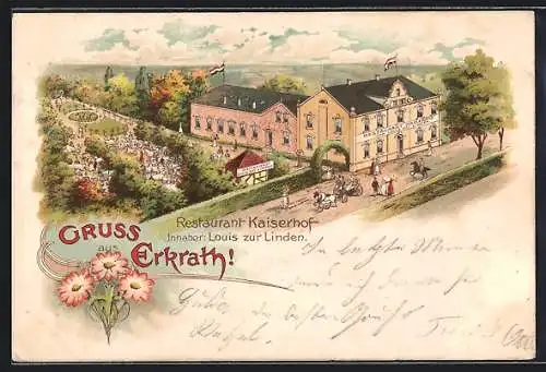 Lithographie Erkrath, Restaurant Kaiserhof v. Louis zur Linden