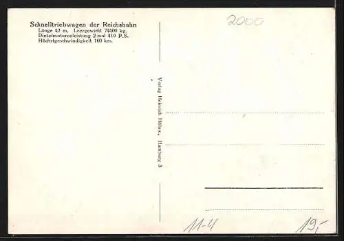 AK Schnelltriebwagen der Reichsbahn, Fliegender Hamburger