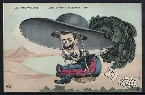 Künstler-AK Charles Denizard (Orens): Les Rois Volants, Viktor Emanuel III. König von Italien