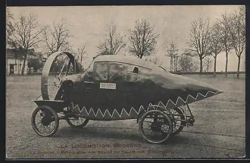 AK Auto Kfz, La Voiture a Propulsion par Hélice du Palais des Marchands, La Locomotion Moderne