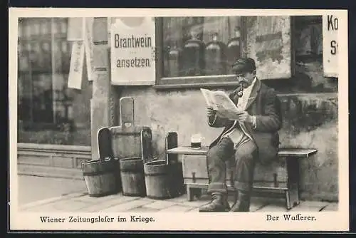 AK Wien, Zeitungsleser im Kriege