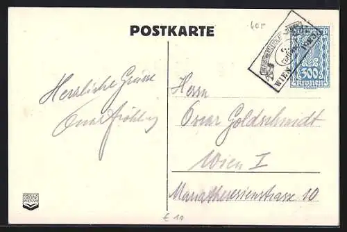 Künstler-AK sign. L. Hesshaimer: Wien, Intern. Postwertzeichen-Ausstellung 1923, Verband österr. Philatelisten-Vereine