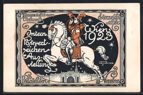 Künstler-AK sign. L. Hesshaimer: Wien, Intern. Postwertzeichen-Ausstellung 1923, Verband österr. Philatelisten-Vereine