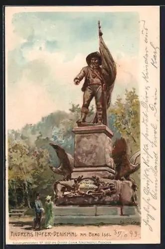 Künstler-Lithographie Edward Theodore Compton: Innsbruck, Andreas Hofer-Denkmal am Berg Isel