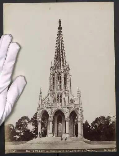 Fotografie G. H. Phot., Ansicht Bruxelles, Monument de Leopold I., Grossformat 21 x 28cm