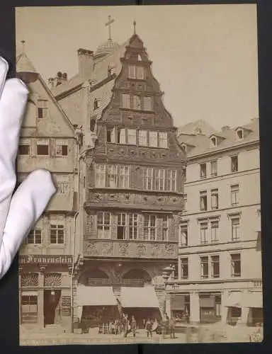 Fotografie C. Hertel, Mainz, Ansicht Frankfurt / Main, altes Haus auf dem Römerberg, Grossformat 18 x 25cm