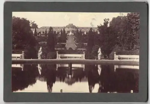 8 Fotografien J. F. Stiehm, Berlin, Ansicht Potsdam, Schloss Babelsberg, Siegessäule, Sanssouci, Schloss Kleinglienicke