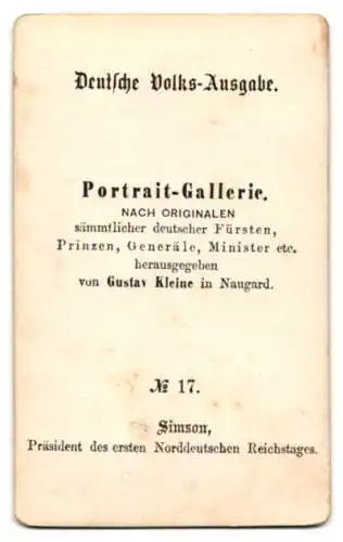 Fotografie Gustav Kleine, Naugard, Portrait Eduard von Simon, Präsident des ersten Norddeutschen Reichstages