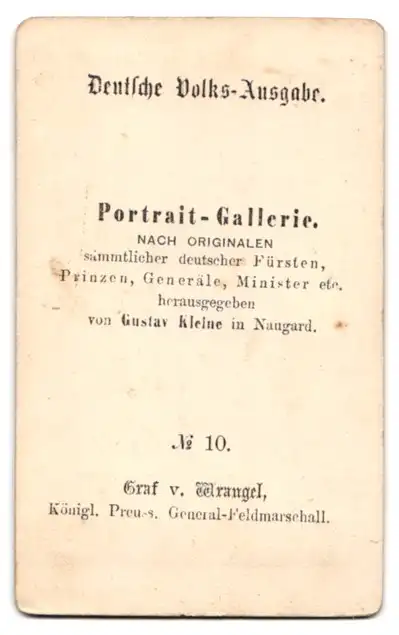 Fotografie Gustav Kleine, Naugard, Portrait Graf von Wrangel, Kgl. preussischer General Feldmarschall im Küriss 1