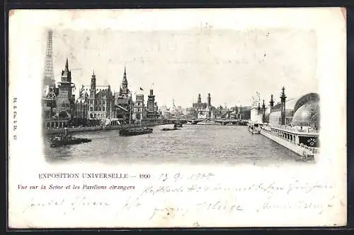 AK Paris, Exhibition Universelle 1900, Vue sur la Seine et les Pavillons etrangers