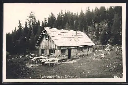 AK Otto-Hütte am Dobratsch, Hütte mit Waldkante