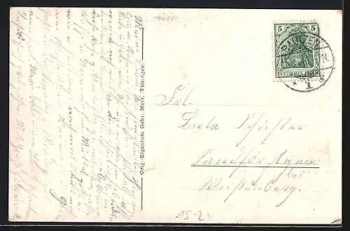 Künstler-AK Echterdingen, Zeppelin-Katastrophe am 5.8.1908 um 3 Uhr nachmittags