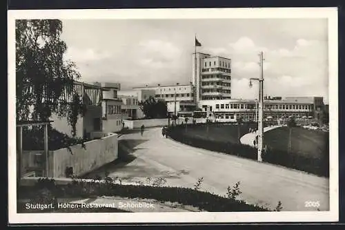 AK Stuttgart, Höhen-Restaurant Schönblick, Gebäude im Bauhaus-Stil