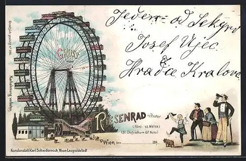 Lithographie Wien, Riesenrad am Wiener Prater