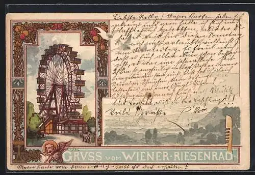 Lithographie Wien, Das Riesenrad auf dem Prater