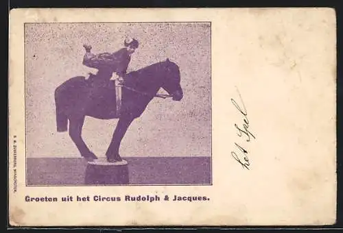 AK Zirkus Rudolph & Jacques, Kinder-Artist auf einem Pferd
