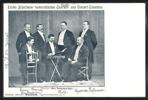 AK Erstes Münchener humoristisches Quartett- und Concert-Ensemble, Direktion: Max Neumayer