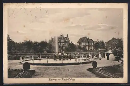 AK Einbeck, Park-Anlage mit Springbrunnen, Villen